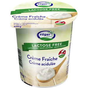 Züger Crème fraîche 35%, laktosefrei, 450 g Züger Crème fraîche 35%, laktosefrei, 450 g