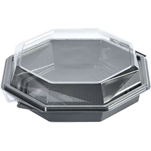Duni Verpackungsbecher mit Deckel, APET, grau, 19 x 19 x 6, Karton zu 6 x 35 Stück