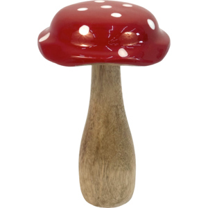 Fliegenpilz, aus Holz, rot/weiss, 10 x16 cm