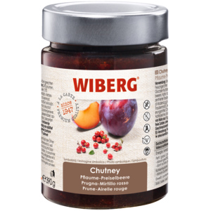 Wiberg Chutney Pflaume-Preiselbeeren, 390 g Wiberg Chutney Pflaume-Preiselbeeren, 390 g