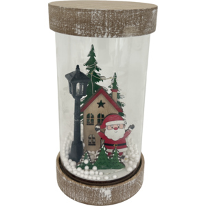 Zylinder mit Santa und LED Lichter, 18 cm Zylinder mit Santa und LED Lichter, 18 cm