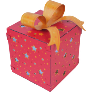 Geschenkbox mit LED, rot, aus Metall, 13 cm Geschenkbox mit LED, rot, aus Metall, 13 cm