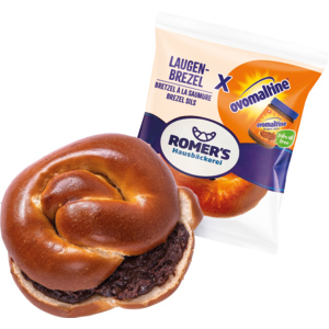 Romer's Laugenbrezel mit Ovomaltine Crunchy-Cream, einzeln verpackt, tiefgekühlt, 25 x 83 g Romer's Laugenbrezel mit Ovomaltine Crunchy-Cream, einzeln verpackt, tiefgekühlt, 25 x 83 g