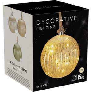 Hängedeko Kugel mit LED, assortiert