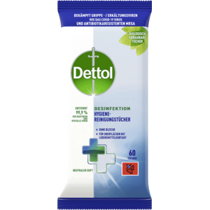 Dettol Desinfektions Reinigungs-Tücher, 2 x 60 Stück