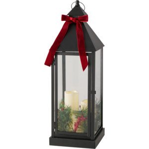 LED Laterne mit Schleife, schwarz, 70 cm LED Laterne mit Schleife, schwarz, 70 cm
