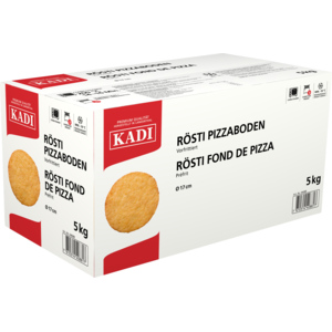 Kadi Rösti-Pizzaboden vorfritiert, ca. 17 cm, TK, 28 St / 5 kg Kadi Rösti-Pizzaboden vorfritiert, ca. 17 cm, TK, 28 St / 5 kg
