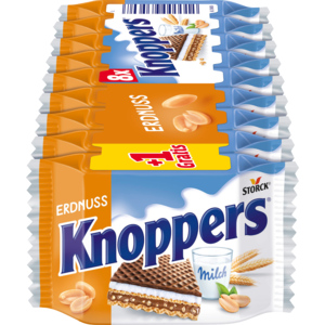 Knoppers Erdnuss,  9 x 25 g - 8 +1 Gratis