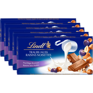 Lindt Milch Traube Nuss, 4 x 5 x 100 g
