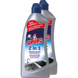 Sipuro Cremereiniger, Chromstahl und Glaskeramik, 2 x 500 ml