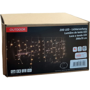 LED Lichtervorhang mit 200 LED, 70 x 390 cm