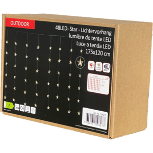 LED Lichtervorhang mit Sterne, 48 LED, 175 x 120 cm
