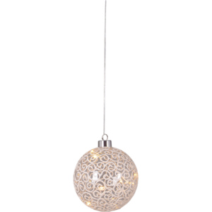 LED Glas Kugel Hänger mit Ornament, 10 cm