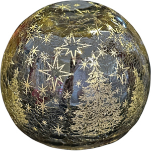 LED Glas Crackle Kugel, gold, mit 10 LED, 12 cm LED Glas Crackle Kugel, gold, mit 10 LED, 12 cm