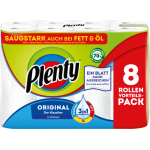 Plenty Haushaltpapier weiss, 45 Blatt, 8 Rl