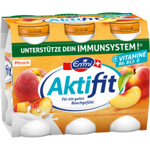 Emmi Aktifit Pfirsich, laktosefrei, 6 x 65 ml Emmi Aktifit Pfirsich, laktosefrei, 6 x 65 ml