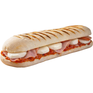 Panini Tomate Schinken Mozzarella, einzeln verpackt, tiefgekühlt, 18 x 200 g Panini Tomate Schinken Mozzarella, einzeln verpackt, tiefgekühlt, 18 x 200 g