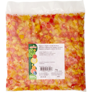 Peperoni rot und gelb Rissolée, 14 x 14 x 14 mm, 1 kg Peperoni rot und gelb Rissolée, 14 x 14 x 14 mm, 1 kg