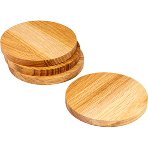 Holz-Untersetzer, Eiche, Ø 10 cm, 4 Stück