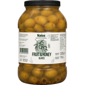 Naios Oliven grün mit Cranberries und Rosinen, Fruit & Honey, 2,5 kg Naios Oliven grün mit Cranberries und Rosinen, Fruit & Honey, 2,5 kg