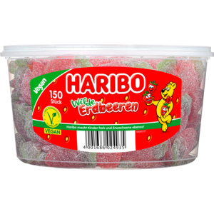 Haribo Wilde Erdbeeren Sauer, Vergan, 150 Stk Haribo Wilde Erdbeeren Sauer, Vergan, 150 Stk