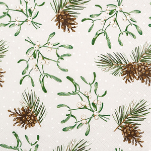 Homefashion Servietten "Sweet Mistletoe" 33 x 33 cm, Pack zu 20 Stück Homefashion Servietten "Sweet Mistletoe" 33 x 33 cm, Pack zu 20 Stück