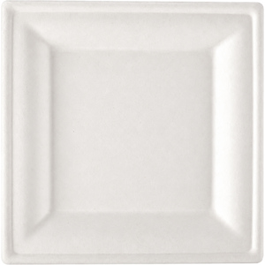 Teller aus Zuckerrohr 26 x 26 cm Pack zu 50 Stück Teller aus Zuckerrohr 26 x 26 cm Pack zu 50 Stück