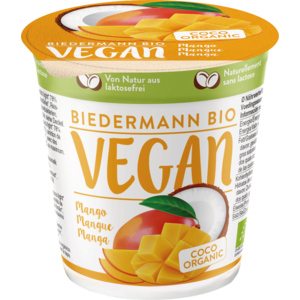 Biedermann Bio Kokosjogurt Mango, vegan, 6 x 150 g