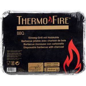 Nouvel Thermofire Einweg-Grill mit Holzkohle, 30 x 24 x 5 cm