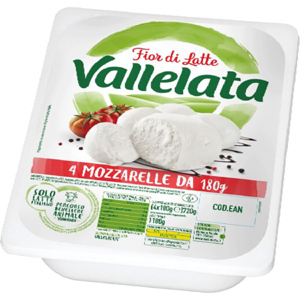 Vallelata Mozzarella Fior di Latte, 4 x 180 g Vallelata Mozzarella Fior di Latte, 4 x 180 g