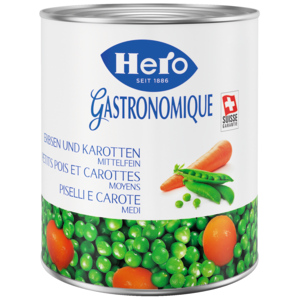 Hero Erbsen und Karotten mittelfein, 6 x 3 kg
