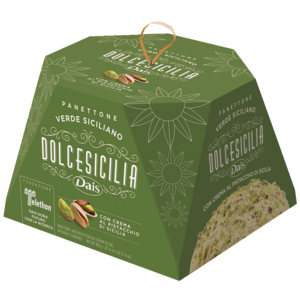Panettone Gefüllt mit sizilianischen Pistazien und Pistazien-Splittereis, 800 g Panettone Gefüllt mit sizilianischen Pistazien und Pistazien-Splittereis, 800 g