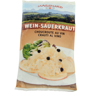 Schöni Masshard Wein Sauerkraut gekocht fixfertig, 500 g Schöni Masshard Wein Sauerkraut gekocht fixfertig, 500 g