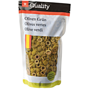Quality Oliven Manzanilla grün Scheiben, 500 g