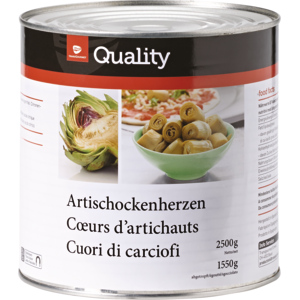 Quality Artischockenherzen, 50-60 Stück, 6 x 2,5 kg Quality Artischockenherzen, 50-60 Stück, 6 x 2,5 kg